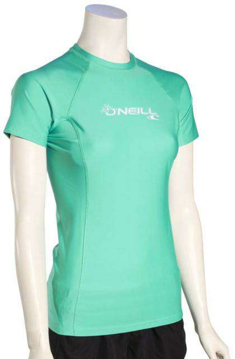 Apparel * | Latest O'Neill Women'S Basic Skins Ss Rash Guard Seaglass