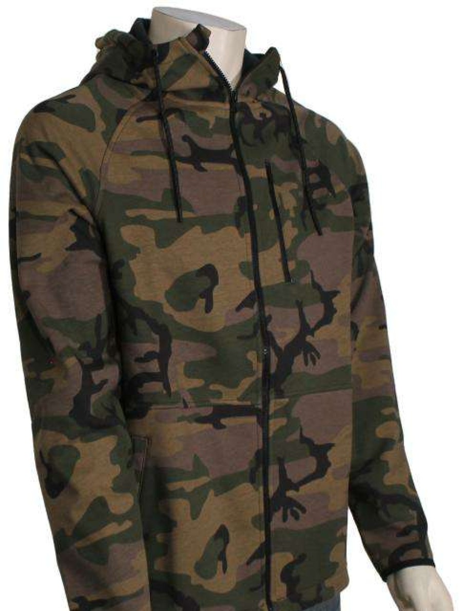 Apparel * | Store Hurley Wilder Camo Heat Zip Fleece Hoody Olive