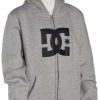 Apparel * | Fashionable Dc Boy'S Star Zip Fleece Hoody Heather Grey / Dark Indigo