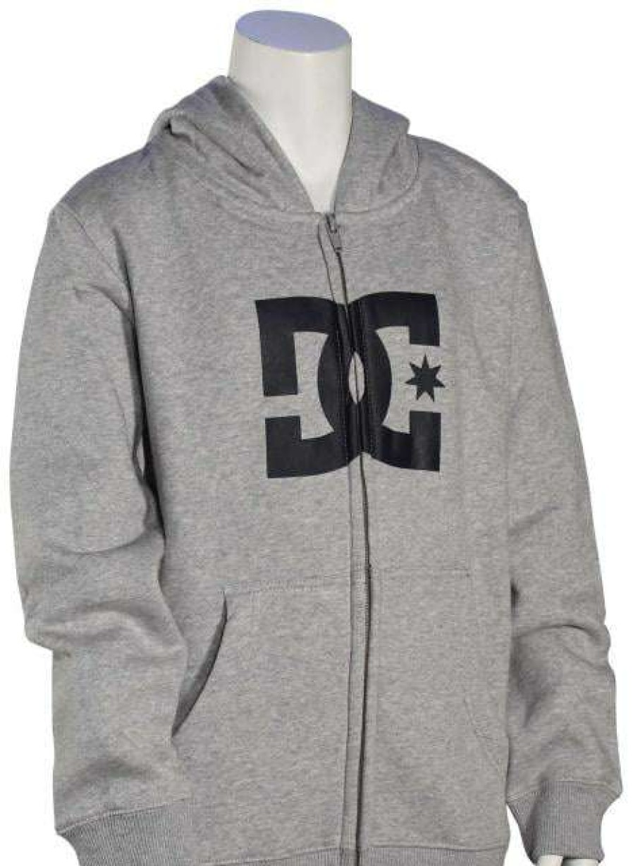 Apparel * | Fashionable Dc Boy'S Star Zip Fleece Hoody Heather Grey / Dark Indigo