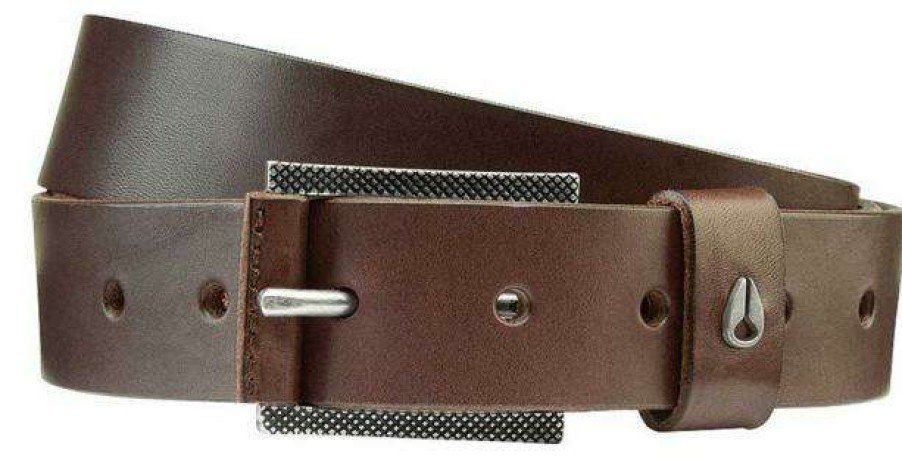 Accessories * | Flash Sale Nixon Americana Slim Ii Belt Dark Brown