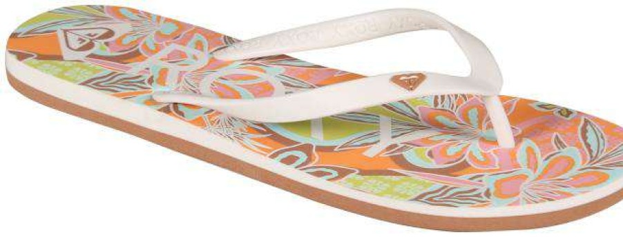 Footwear * | Excellent Roxy Tahiti Sandal White / Orange / Pink