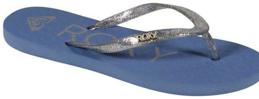 Footwear * | Latest Roxy Girl'S Viva Sparkle Sandal Baja Blue