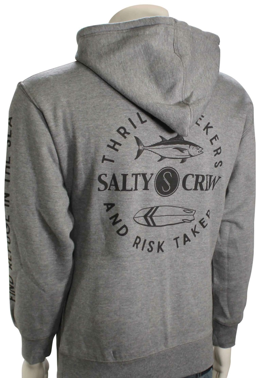 Apparel * | Classical Salty Crew Flopper Fleece Pullover Hoody Gunmetal Heather