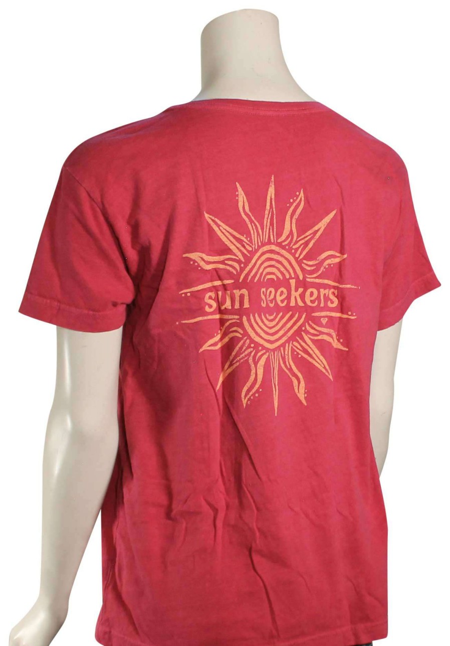 Apparel * | Limited Edition Roxy Sun Seekers Boyfriend Women'S T-Shirt Red Bud