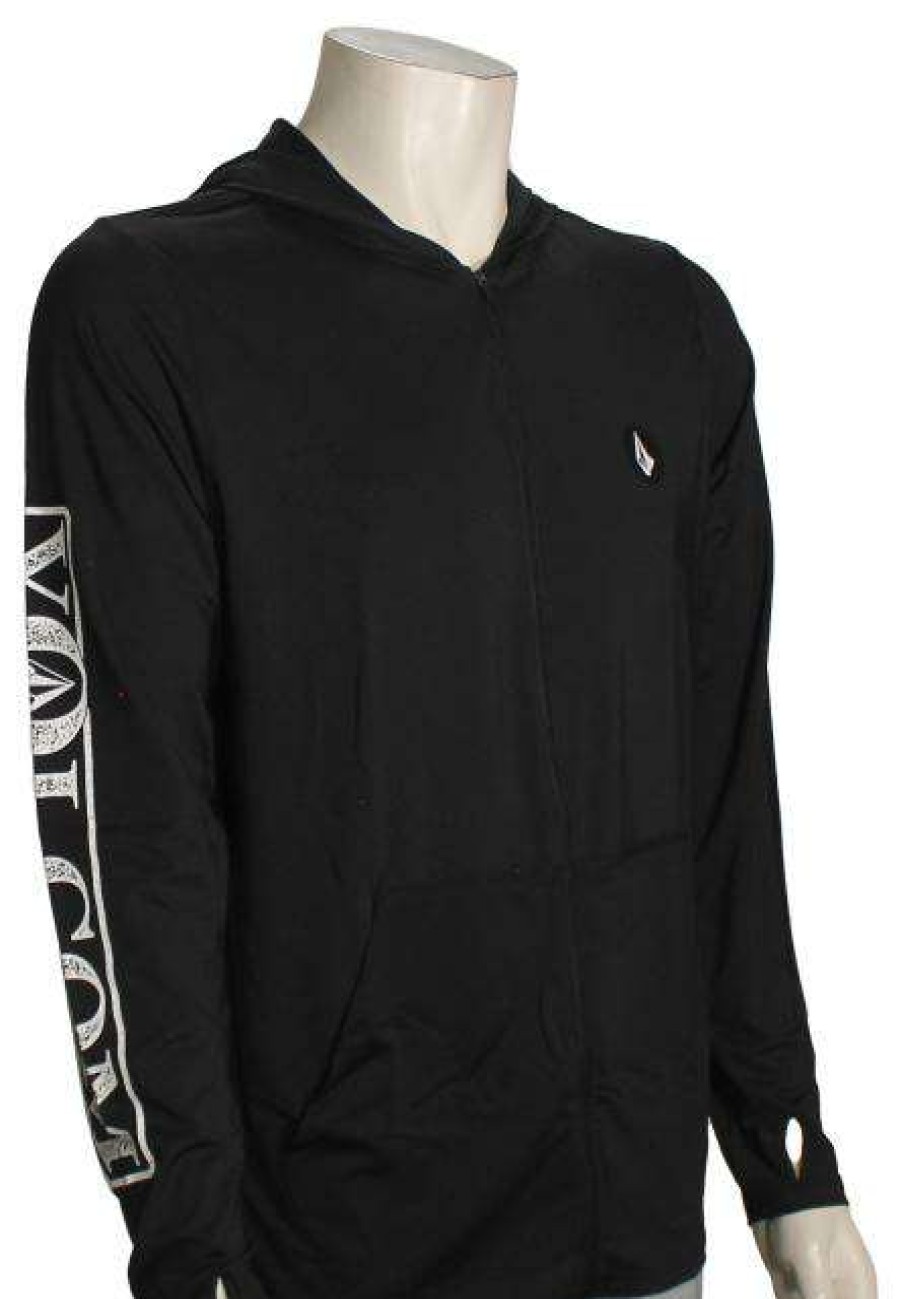 Apparel * | Fashionable Volcom Rally Ls Zip Surf Hoody Black