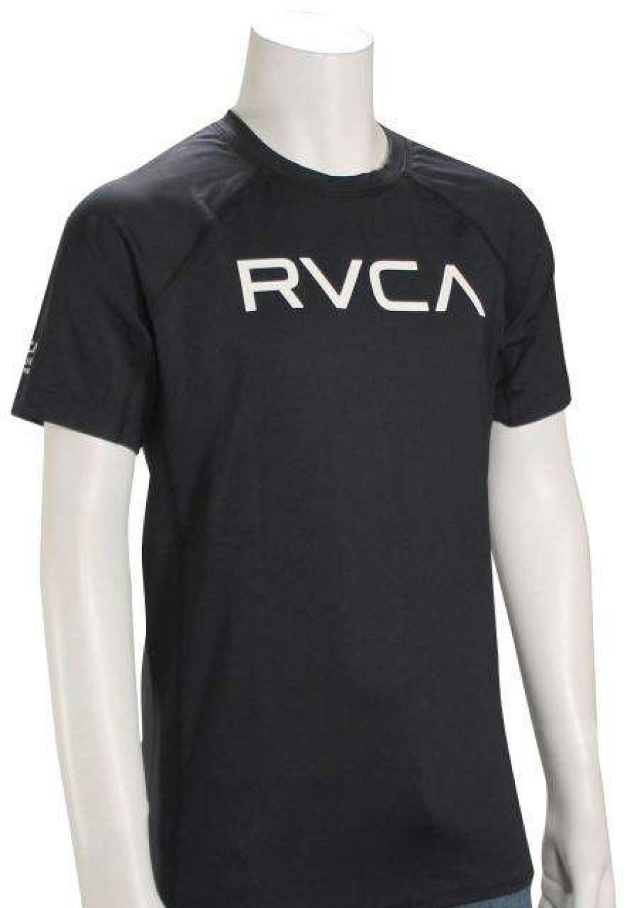 Apparel * | Limited Edition Rvca Boy'S Ss Rash Guard Black