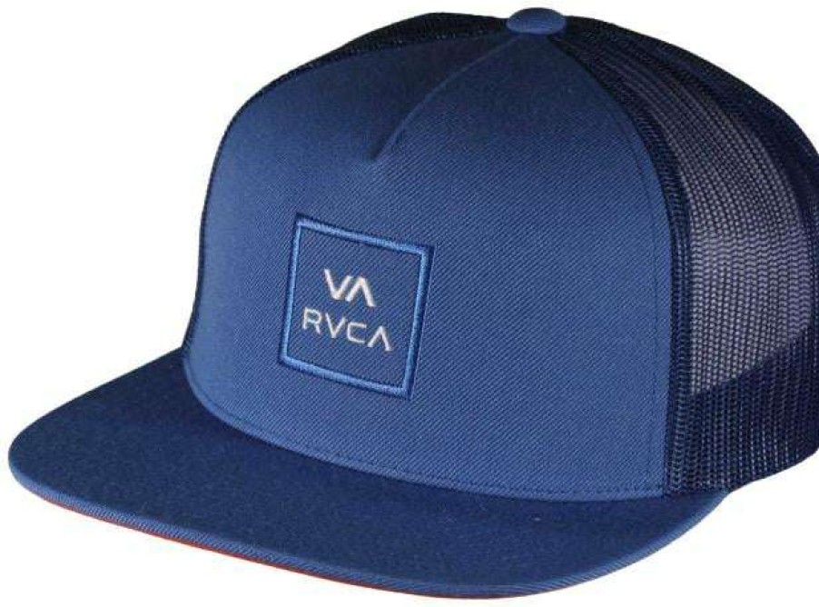 Apparel * | Flash Sale Rvca Va All The Way Trucker Hat Ash Blue