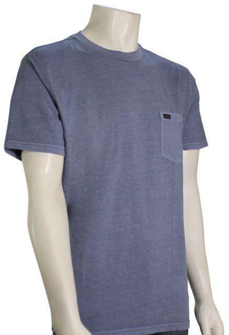 Apparel * | Crazy Deals Rvca Solo Label Pigment Dye T-Shirt Royal