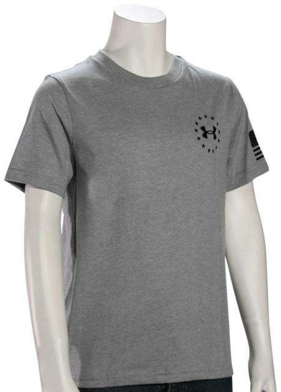 Apparel * | Featured Under Armour Boy'S Freedom Flag T-Shirt Steel Light Heather / Black