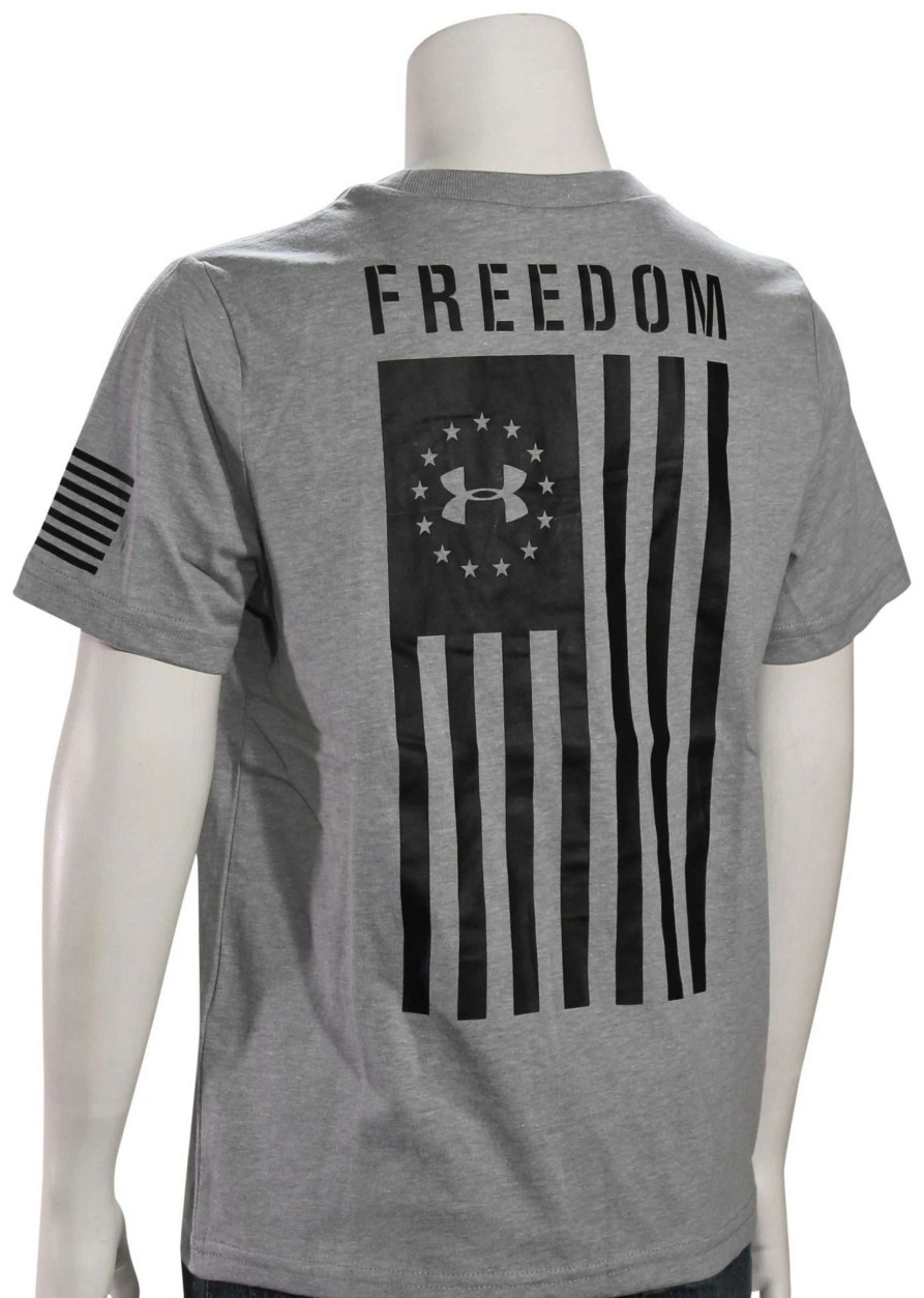 Apparel * | Featured Under Armour Boy'S Freedom Flag T-Shirt Steel Light Heather / Black