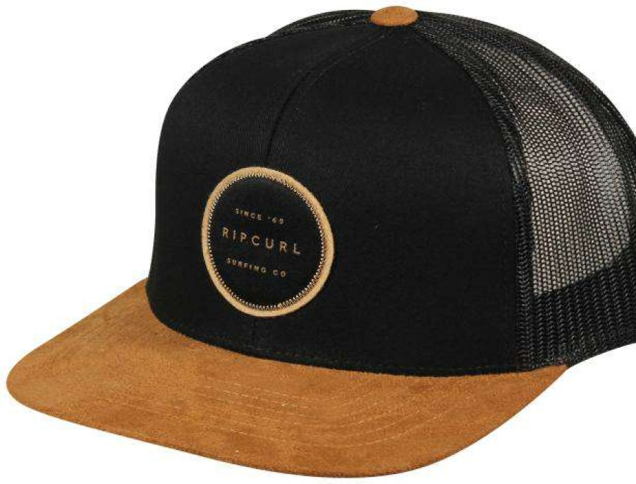 Apparel * | Classical Rip Curl Routine Trucker Hat Black / Tan