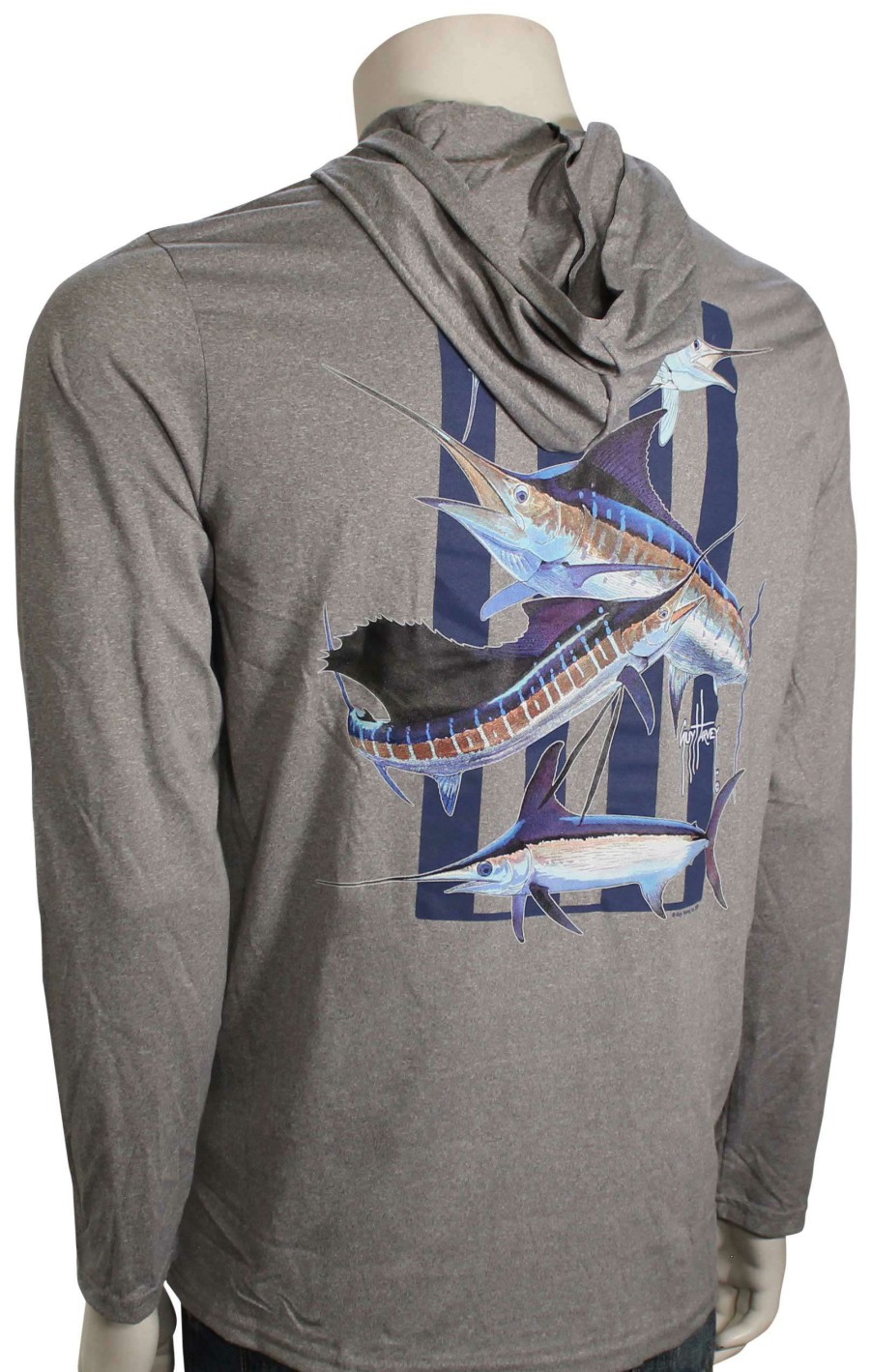 Apparel * | Best Choice Guy Harvey Super Grand Slam Barred Performance Hoody Sport Grey Heather