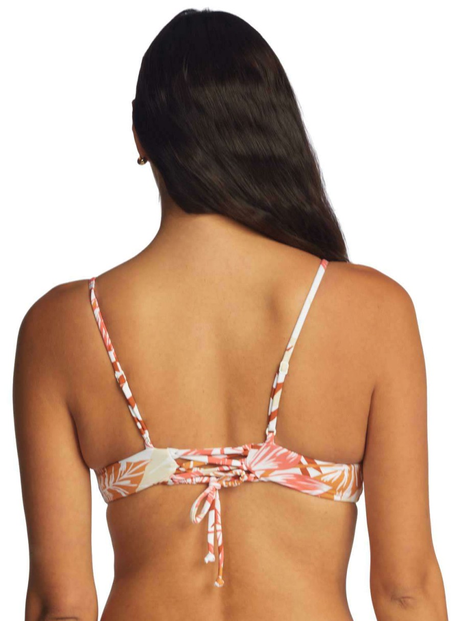 Apparel * | Limited Edition Roxy Beach Classics Athletic Triangle Bikini Top Snow White Seaside