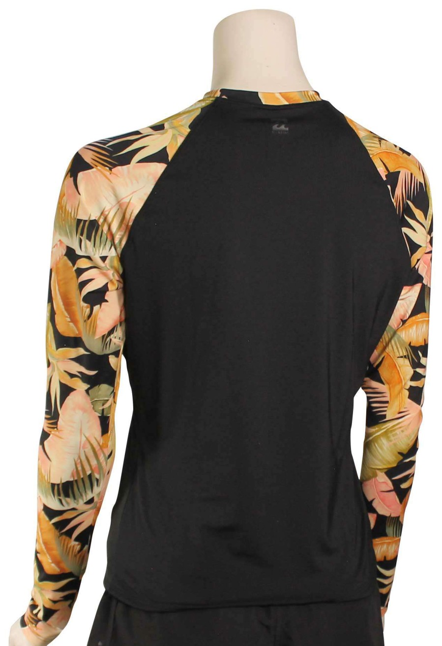 Apparel * | Store Billabong Wave Tribe Ls Women'S Rash Guard Black Pebble