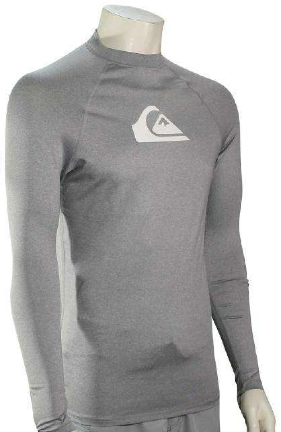 Apparel * | Flash Sale Quiksilver All Time Ls Rash Guard Sleet Heather