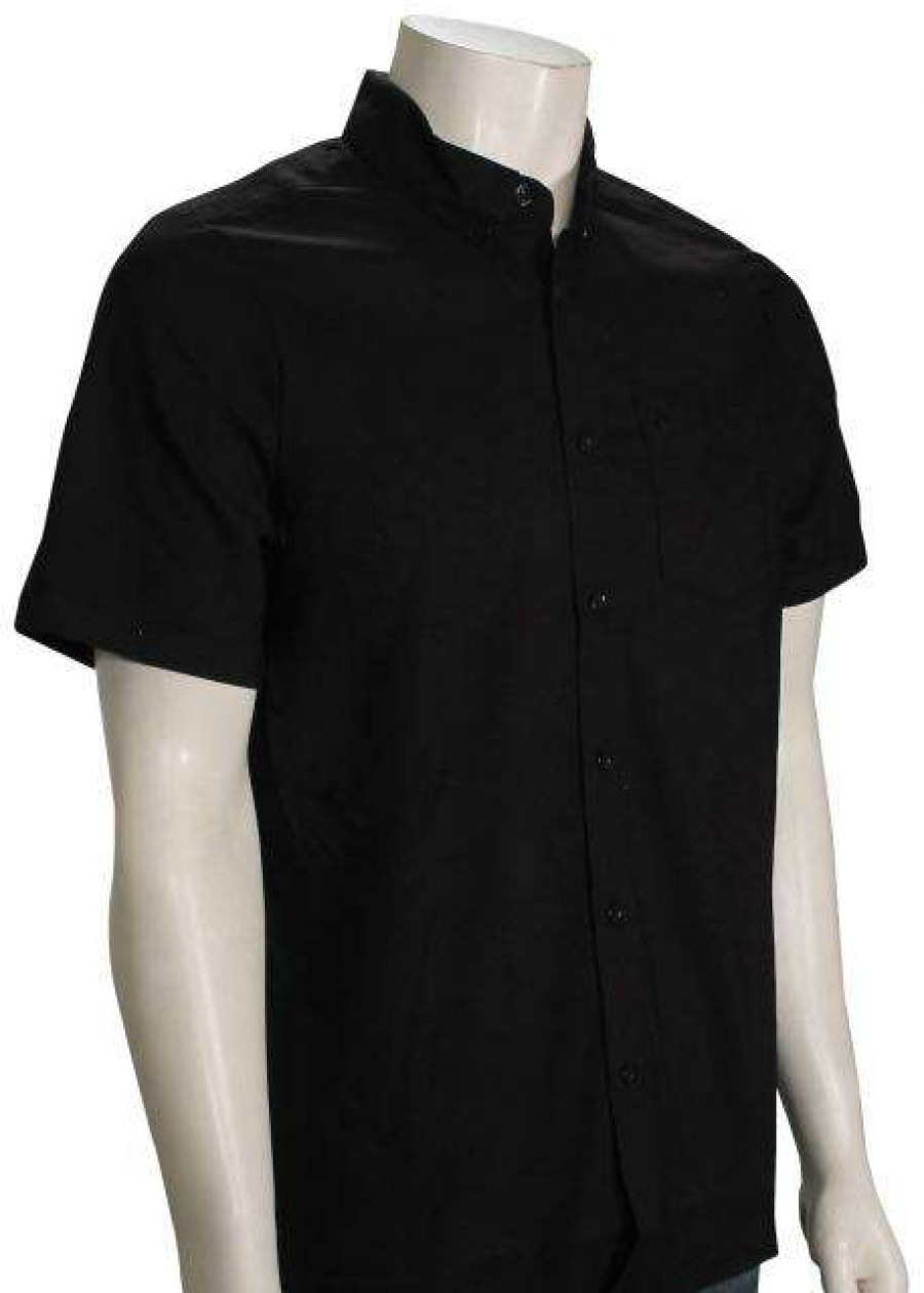 Apparel * | Sale Volcom Everett Oxford Ss Button Down Shirt New Black