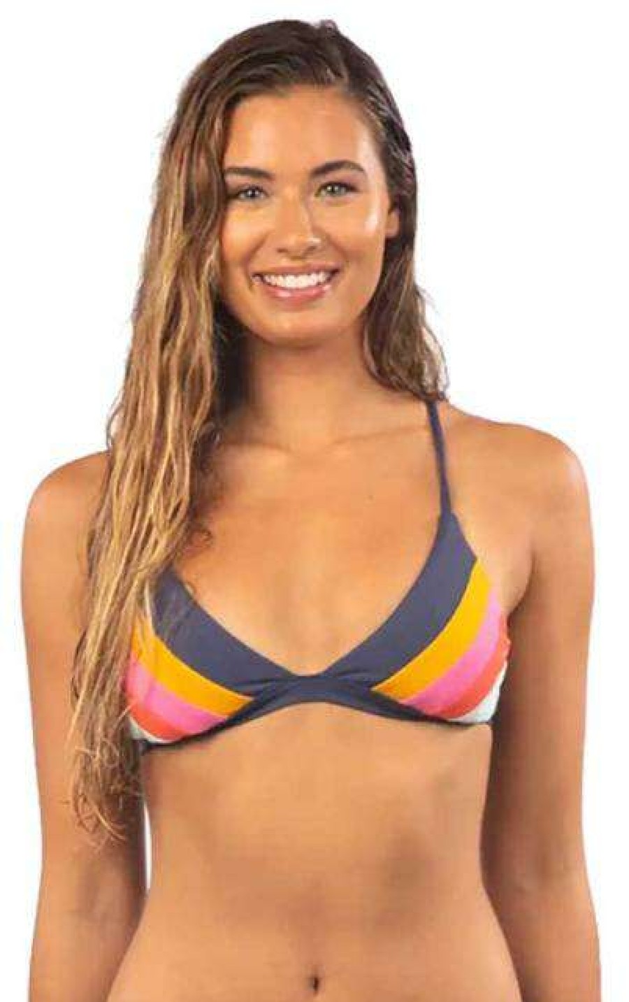 Apparel * | Flash Sale Rip Curl Heat Wave Cross Back Tri Bikini Top Navy