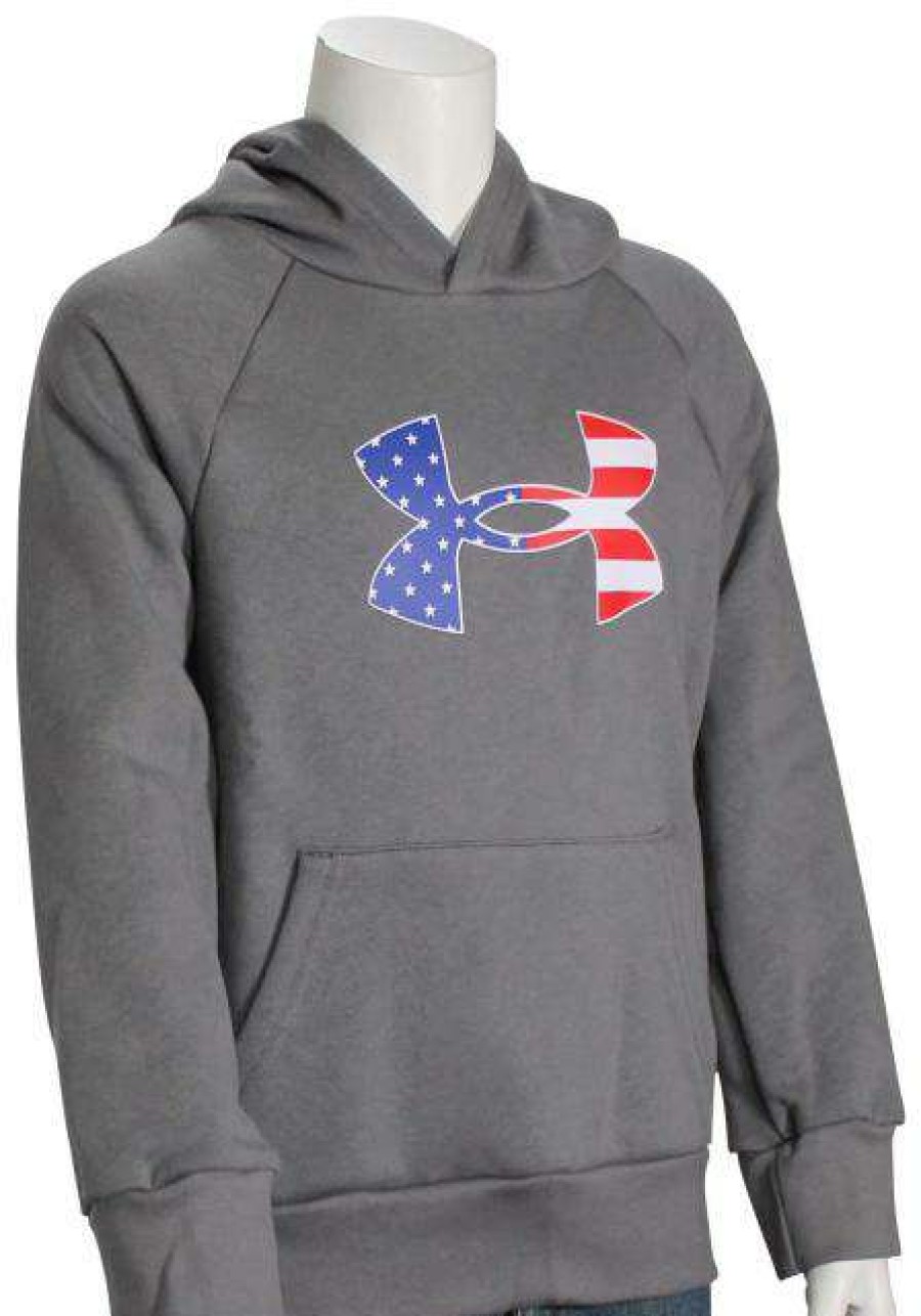 Apparel * | Best Quality Under Armour Boy'S Freedom Bfl Rival Pullover Hoody Graphite / White