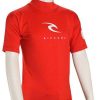 Apparel * | Flash Sale Rip Curl Boy'S Corpo Ss Rash Guard Red