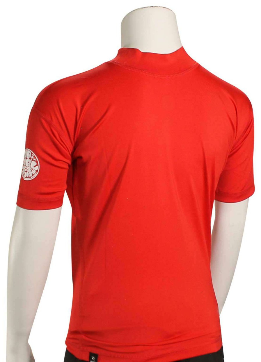 Apparel * | Flash Sale Rip Curl Boy'S Corpo Ss Rash Guard Red