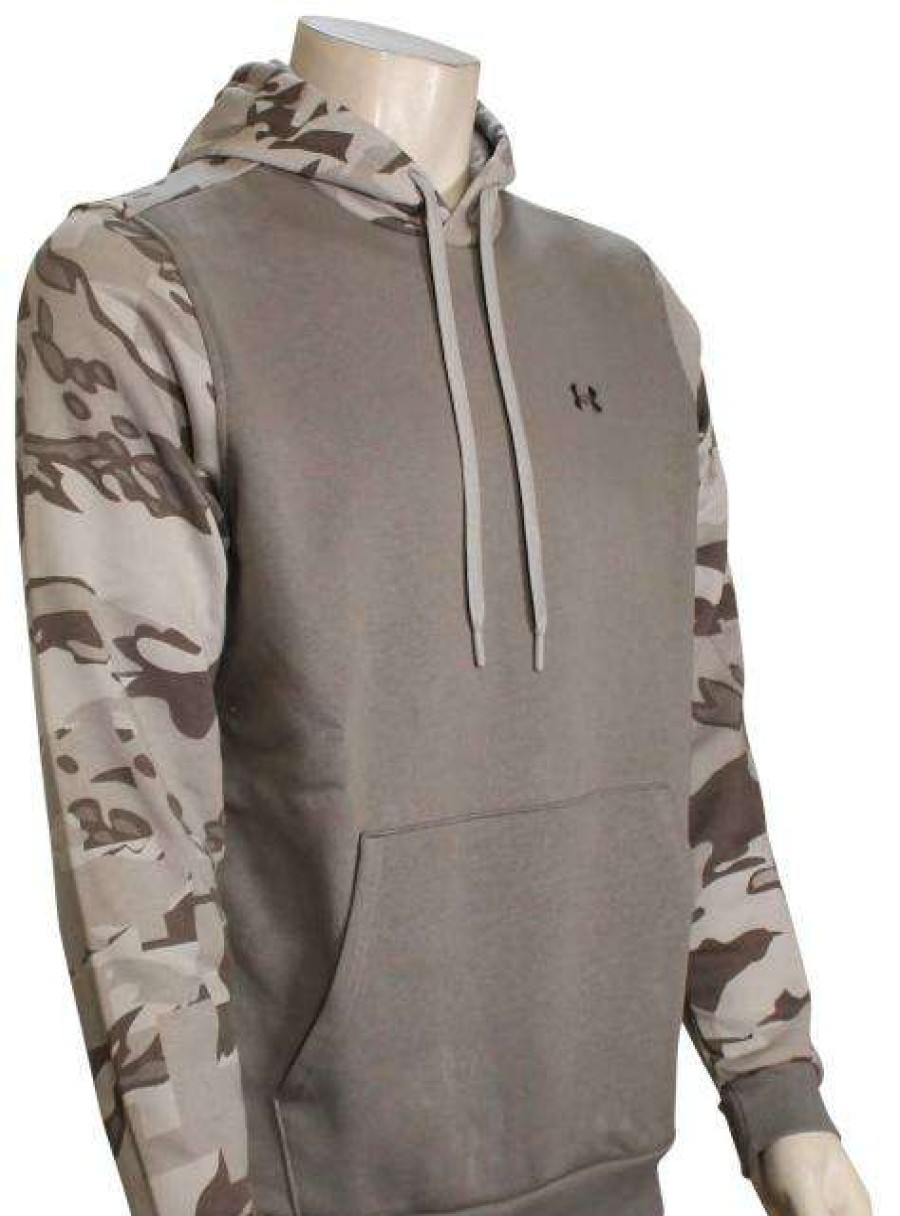 Apparel * | Fashionable Under Armour Rival Bocked Pullover Hoody Pewter / Ghost Grey