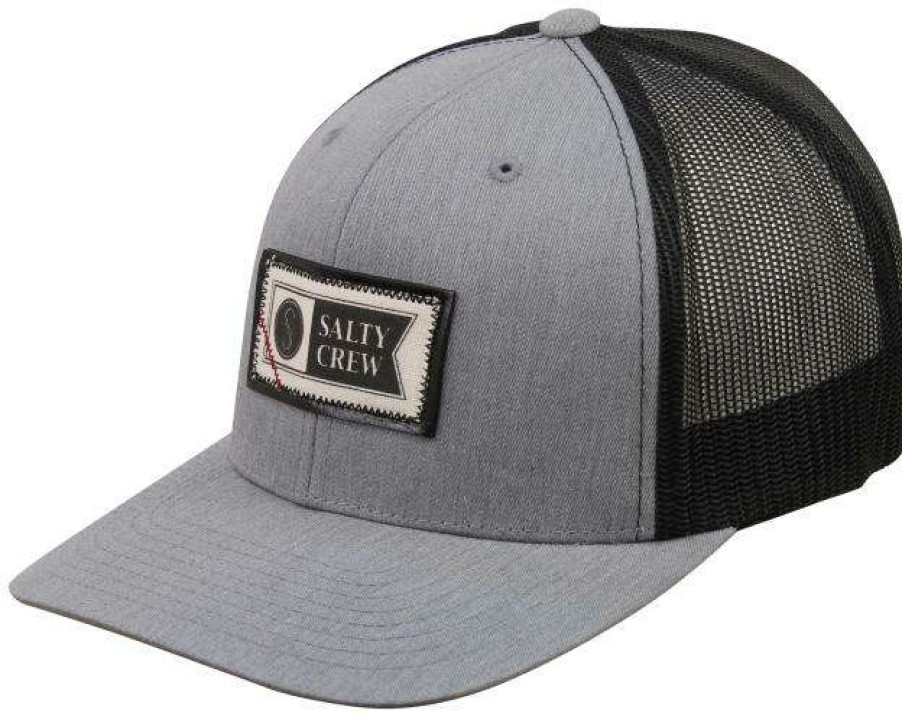 Apparel * | New Threads Salty Crew Topstitch Retro Trucker Hat Heather Grey / Black