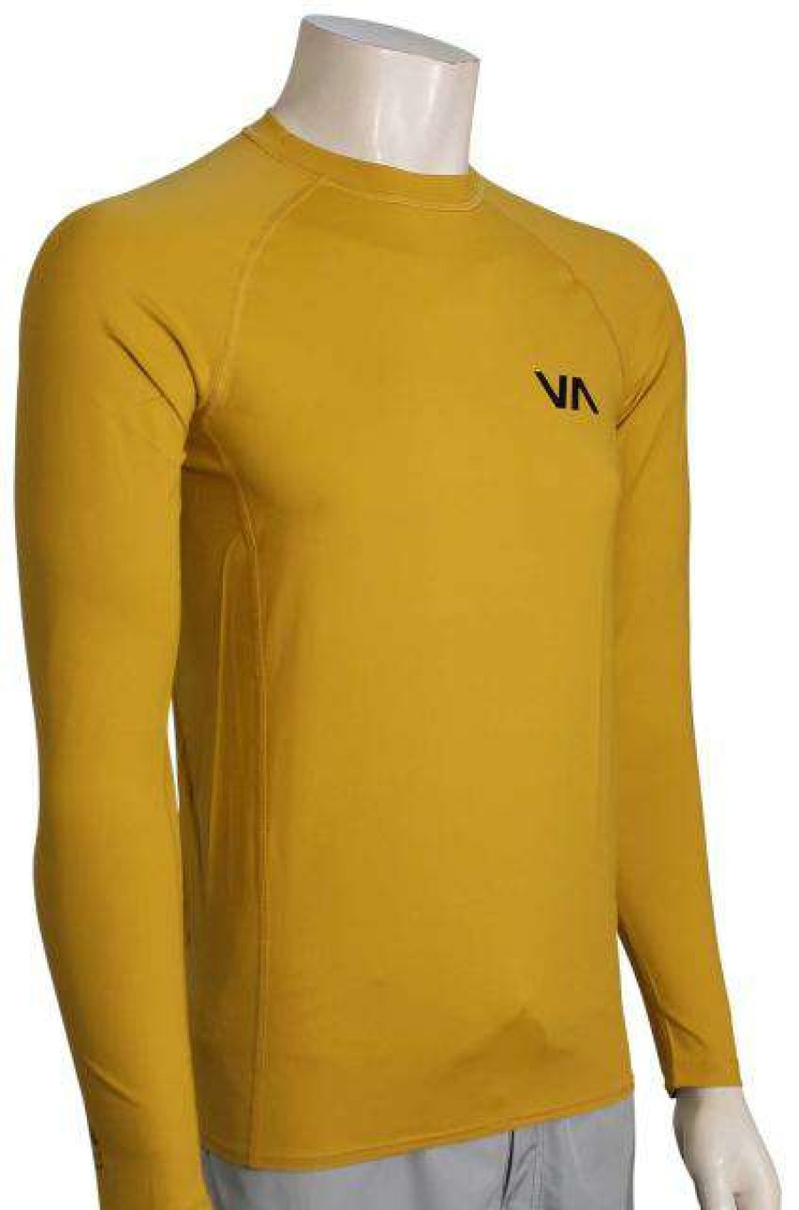 Apparel * | Sale Rvca Ls Rash Guard Gold