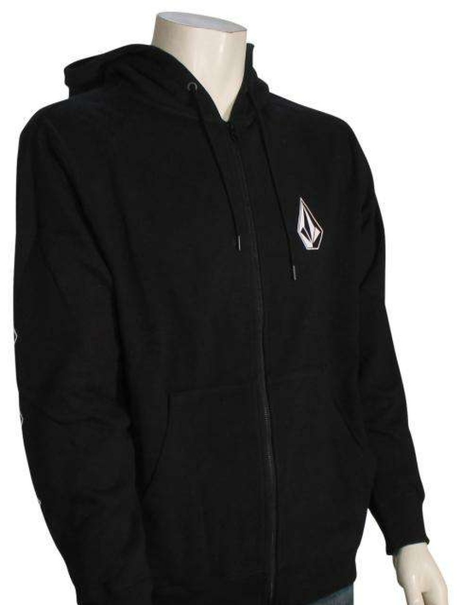 Apparel * | Less Expensive Volcom Iconic Stone Zip Hoody Black