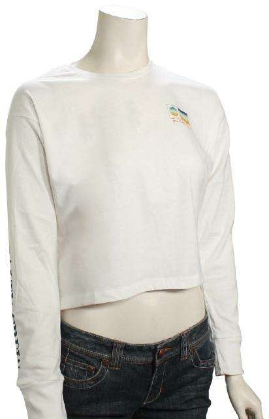 Apparel * | New Threads Salty Crew Alpha Gradient Ls Women'S Cropped T-Shirt White