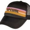 Apparel * | Latest Rip Curl Swell Stripe Women'S Trucker Hat Washed Black