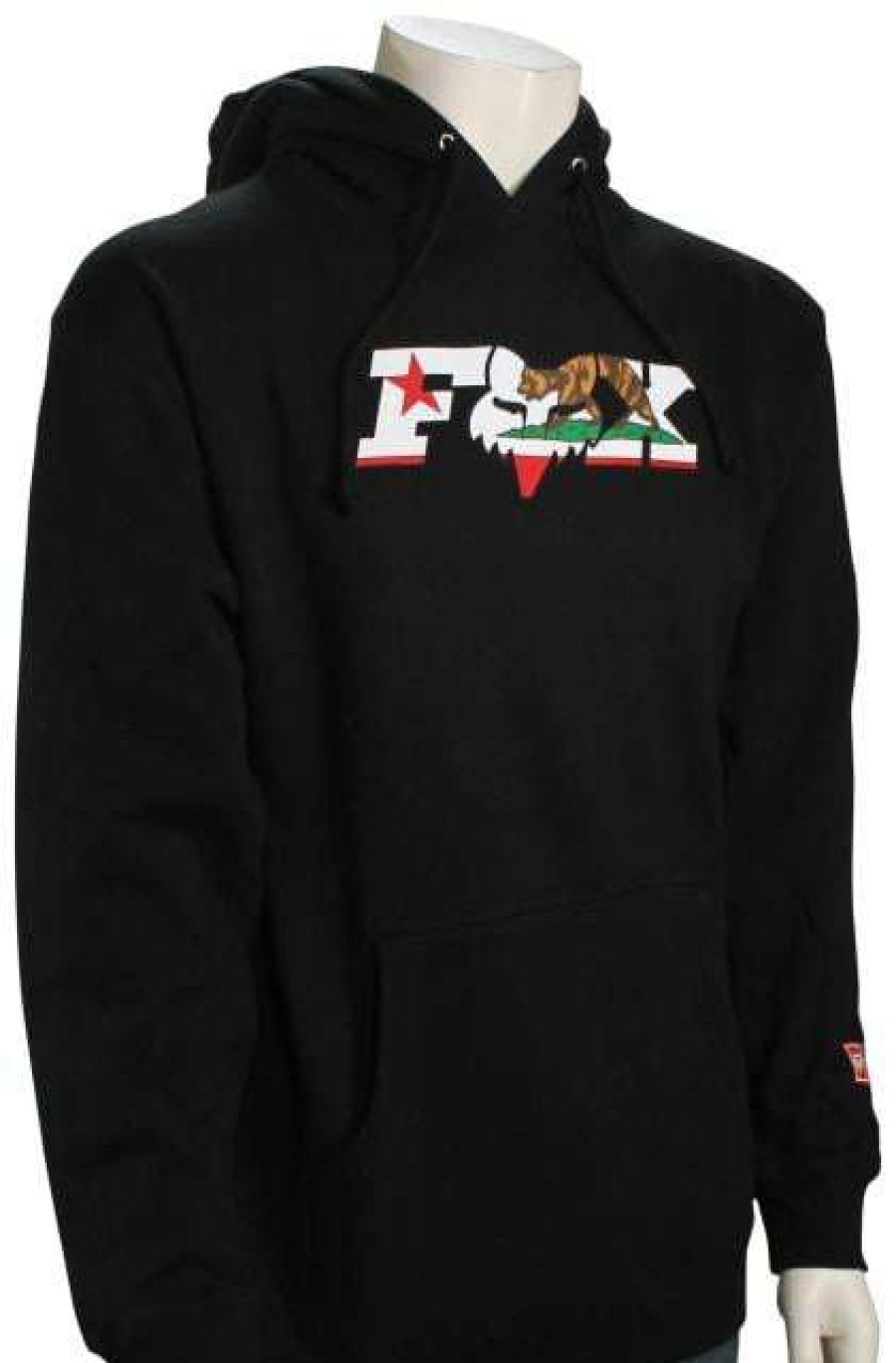 Apparel * | Cut Price Fox California Flag Pull Over Fleece Hoody Black