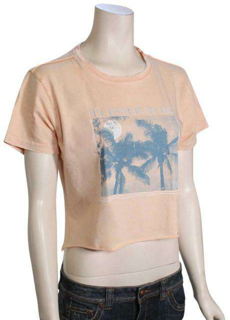 Apparel * | Best Choice Roxy Two Palms Women'S Cropped T-Shirt Coral Reef