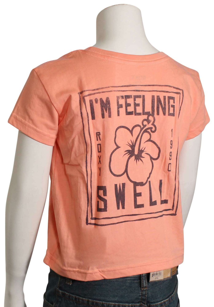 Apparel * | Featured Roxy Girl'S Hibiscus Swell Boyfriend T-Shirt Desert Flower