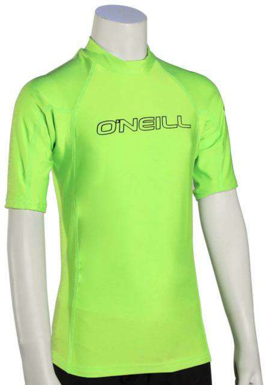 Apparel * | Best Quality O'Neill Kid'S Basic Skins Ss Rash Guard Lime