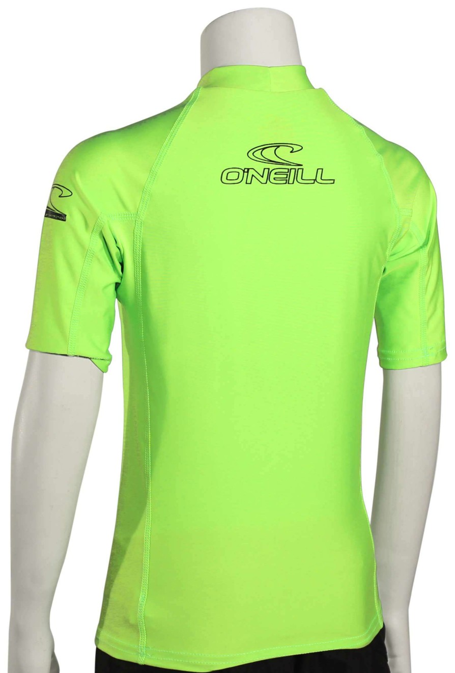 Apparel * | Best Quality O'Neill Kid'S Basic Skins Ss Rash Guard Lime