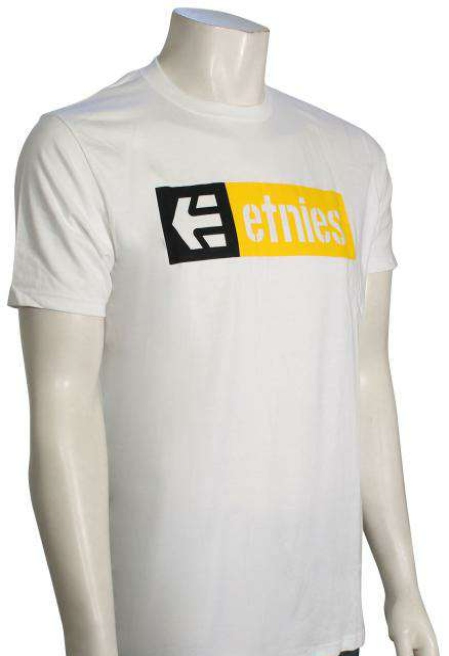 Apparel * | Wholesale Etnies New Box T-Shirt White / Black / Yellow